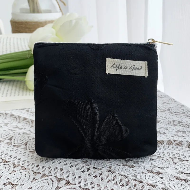 Fashion Flower Pattern Lipstick Cosmetic Bag Coin Purse Travel Makeup Bags Money Key Storage Bags Small Zipper Pouch Retail