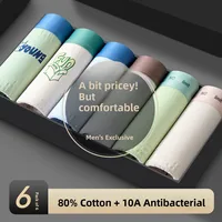 100% Pure Cotton Antibacterial Men's Underwear Four-Cornered Boxer Shorts High-Quality Flat-Cut Briefs Comfortable Breathable