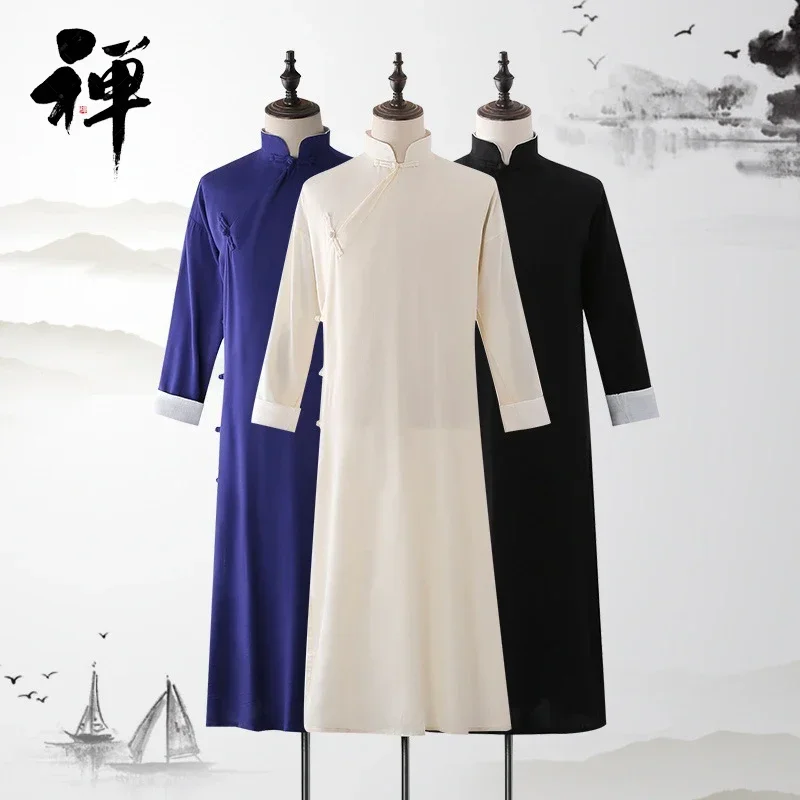 Traditional Chinese Clothing for Men Cheongsams Hanfu Long Coat Robes Kung Fu Wushu Shaolin Taoist Uniform Tang Jackets Costume
