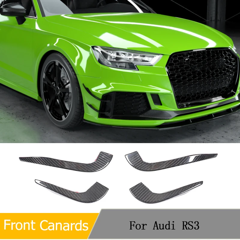 

Carbon Fiber Car Front Bumper Fins Canards for Audi RS3 Sedan 4-Door 2017 2018 2019 Racing Front Bumper Air Vents Trim Splitters