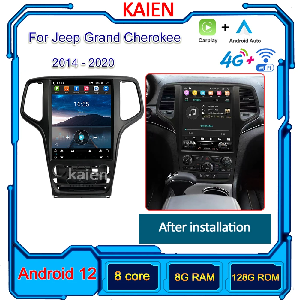 

KAIEN For Jeep Grand Cherokee 2014-2020 Car Radio Android 12 Auto Navigation GPS Stereo Video Player DVD Multimedia DSP 4G WIFI