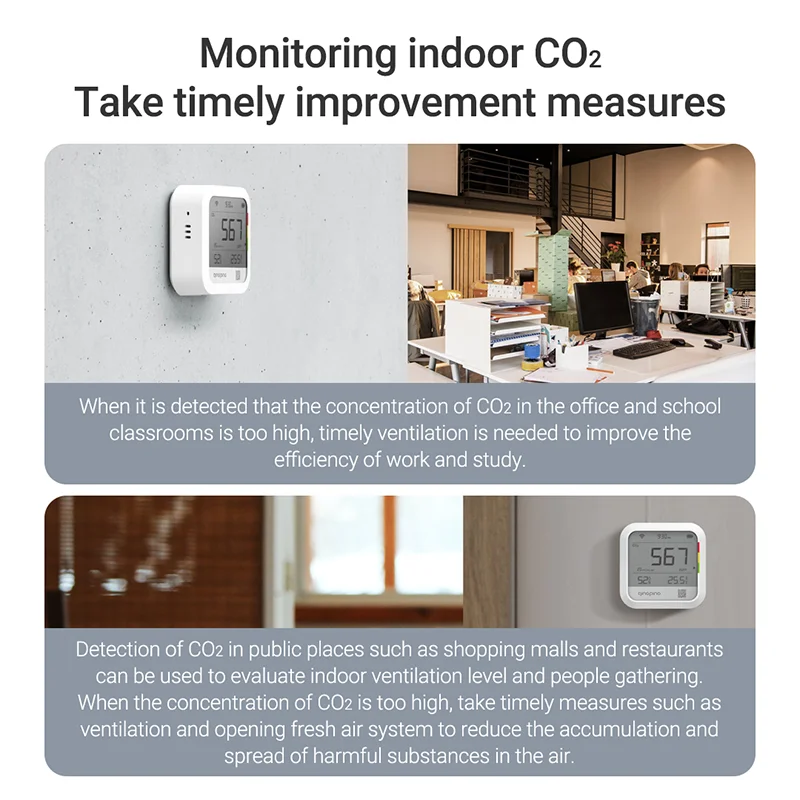 Qingping CO2 Meter Carbon Dioxide Detector WIFI Time Digital LCD Indoor Thermometer Hygrometer Home Temperature Humidity Sensor