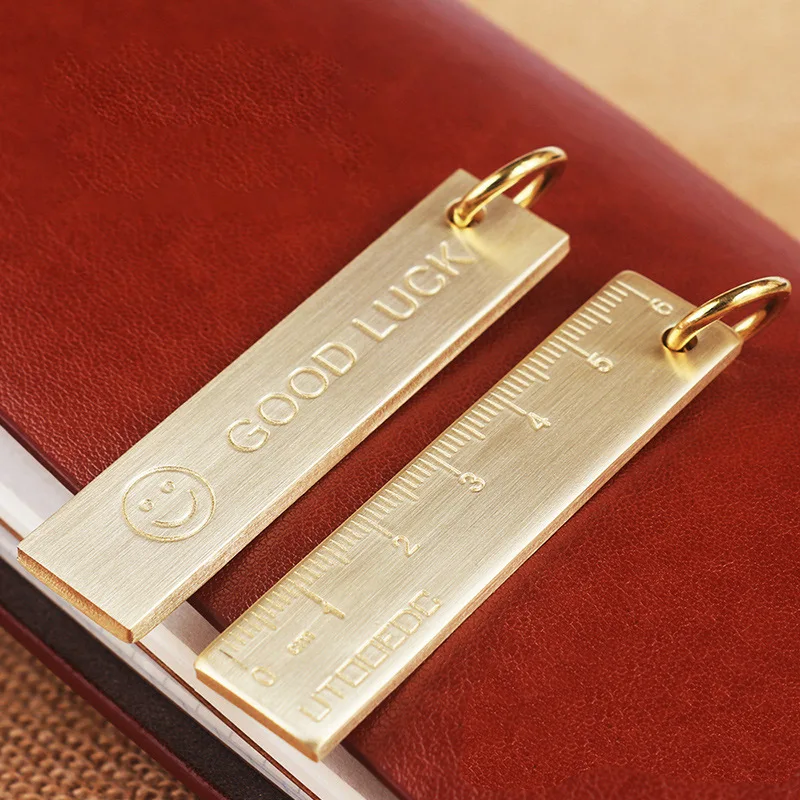 Key Chain 3mm Thickened Brass Ruler Small Metal Ruler Keychain