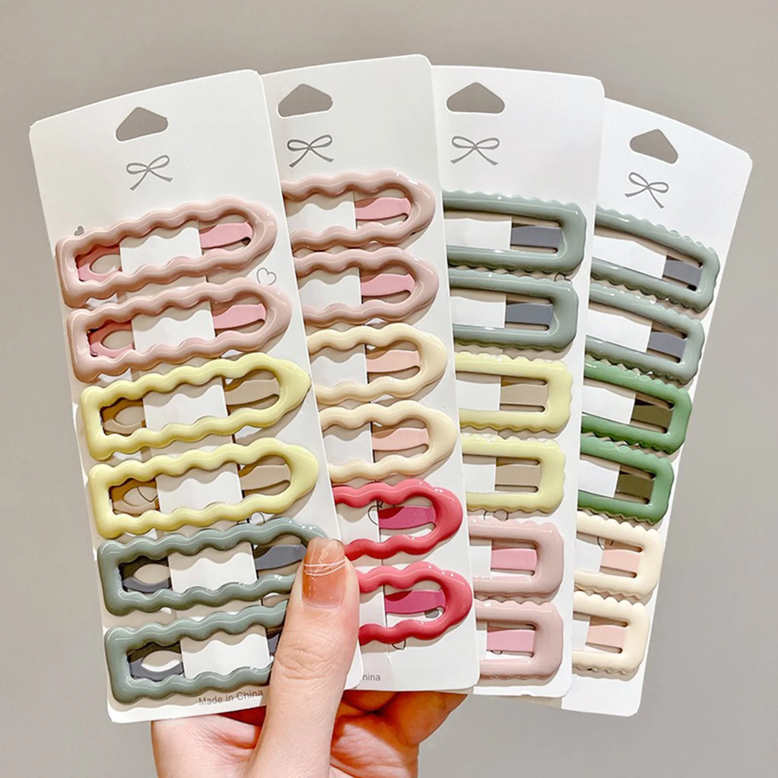6 stücke Macaron Haar Clip Für Frauen Sweety Dopamin BB Clips INS Stil Wellenförmige Entenschnabel Clip Mädchen Täglichen Leben Mode haar Zubehör