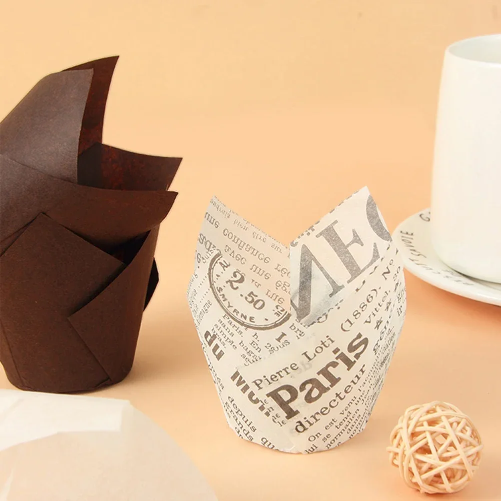 Tulip Muffin Cupcake Paper Cups Oilproof Cupcakes Liner Baking Muffin Box Cup Cake Decorating Tools Wrap Cases 50pcs