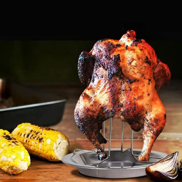 Rozsdamentes Acél Csirke Grill Állvány Élelmiszer-Minőségű Sült Csepegtető Serpenyővel Tartóhoz A Sütőhez - Image 3
