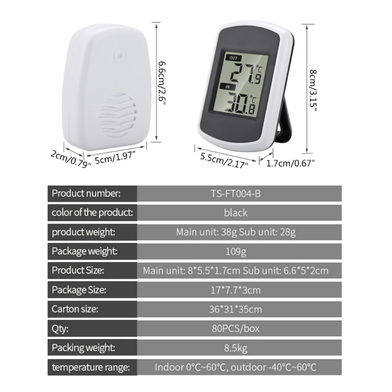 Wall Mount Wireless Indoor Outdoor Thermometer Gauge Temperature Measure 29EF images - 6