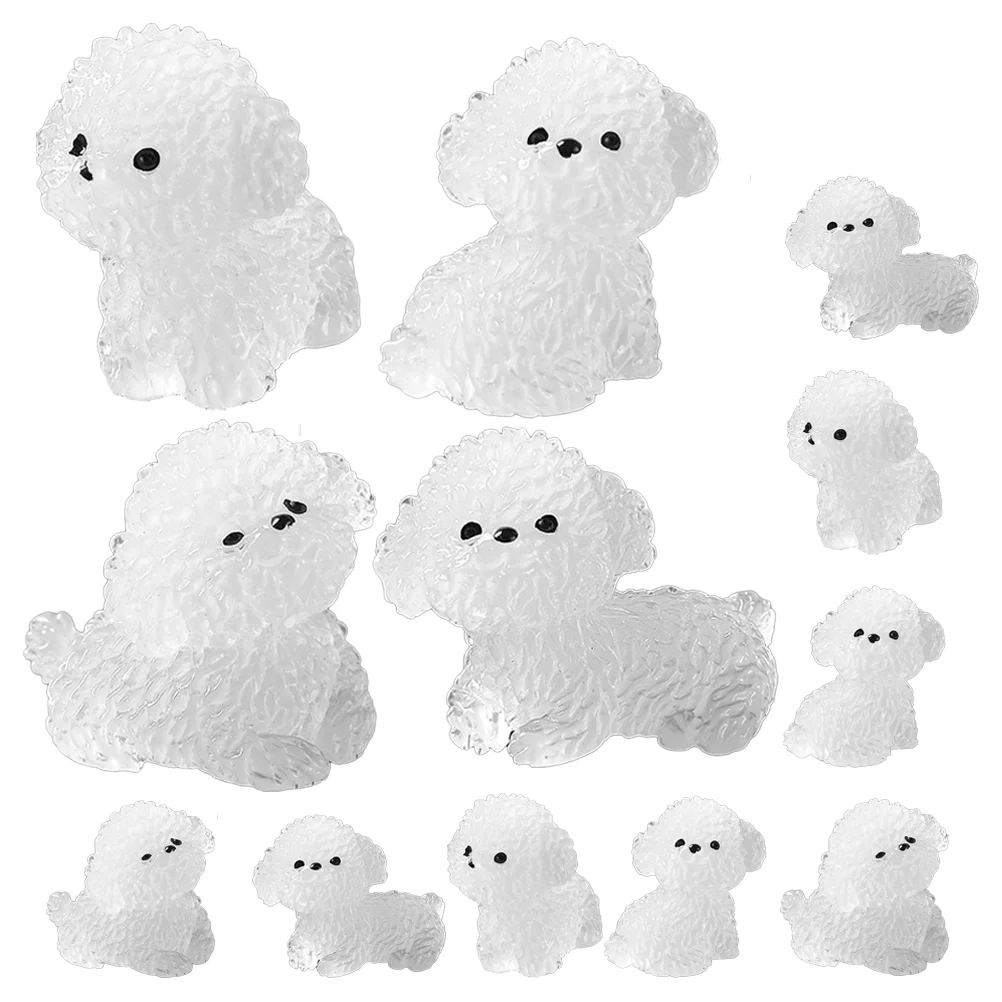 

12 Pcs Mini Glow-in-the-dark Puppy Micro Landscape Fairy Garden Ornament Resin Decoration Statue Christmas Tiny Animals Dog