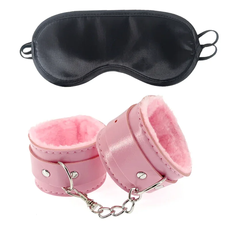 PU Leather Sex Handcuffs with Eye Mask Sex Toys for Couples Adult Games Slave Bondage Restraints Erotic Accessories 2pcs