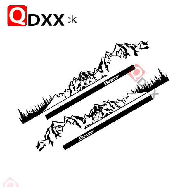 현대 그랜드 스타렉스 위성 캠퍼 밴용 고품질 비닐 마운틴 트리 장식 데칼