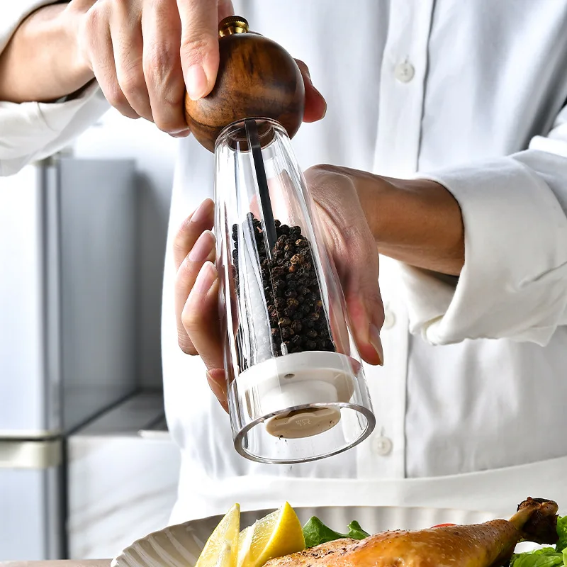 8 inch Acrylic Manual Pepper Grinder Salt Spice Grinder Seasoning Cruet Adjustable Herb Pepper Spice Grinding Home Kitchen Tool Salt and Pepper Grinder Nut Spice Grinder Herb Grinder Pepper Grinder Herb Spice Grinder
