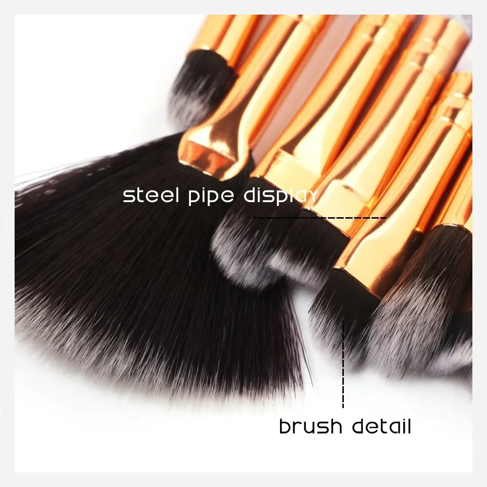 10PCS Multifunctional Marble Patterned Makeup Brushes Soft Skin Friendly Makeup Tools for Foundation Eyeshadow Blush Eye Makeup