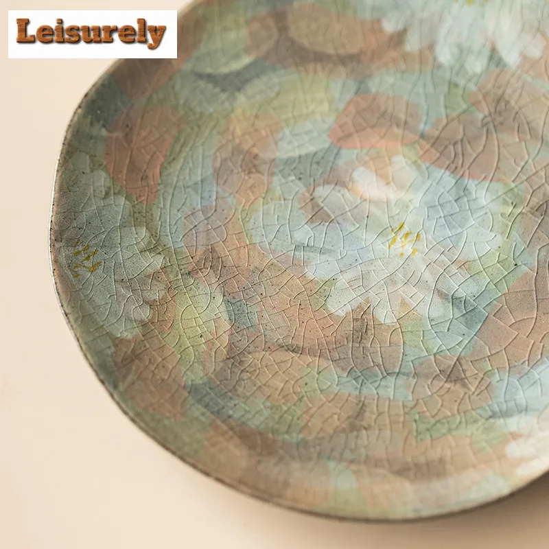 Hand-painted Daisy Pot Bearing Holder Ice Crack Glaze Zisha Pot Heat Insulation Pad Dry Brew Table Tea Tray Tea Set Ornaments