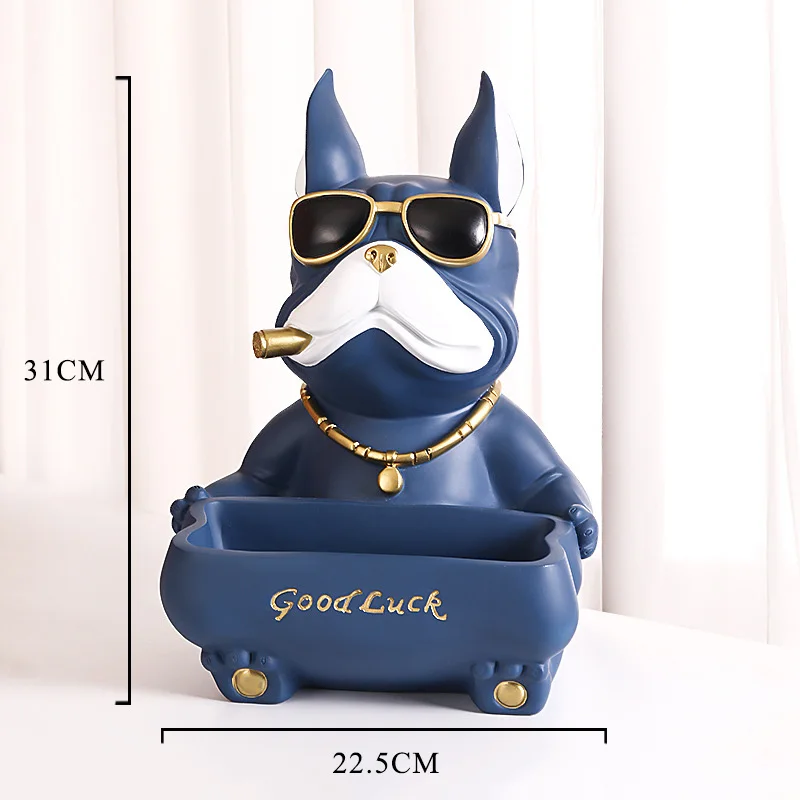 2022 Cool Bulldog Figurines Resin Animal Sculpture Ornaments Storage Room Decor Moden Multifunction Statue For Home Decoration 