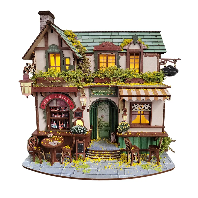 DIY 나무 숲속 오두막집 피규어 미니어처 북엔드 조립식 집 친구 생일 선물 집 꾸미기