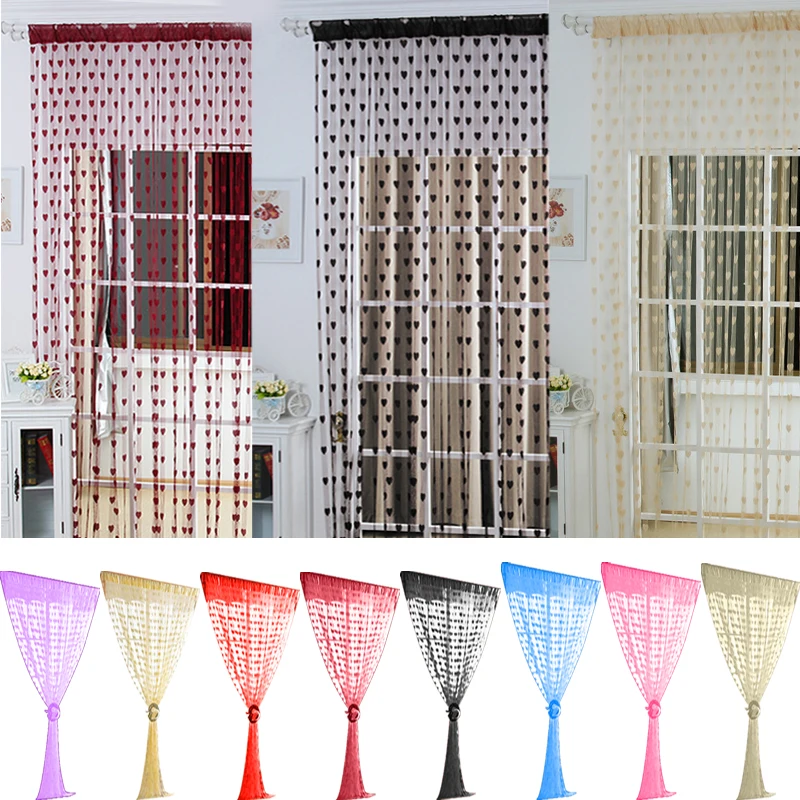 Colorful Romantic Love Pattern Line String Curtain Window Door Sheer Curtain Living Room Home Decoration 100CM * 200CM sheer curtains window curtains decor curtains string curtain