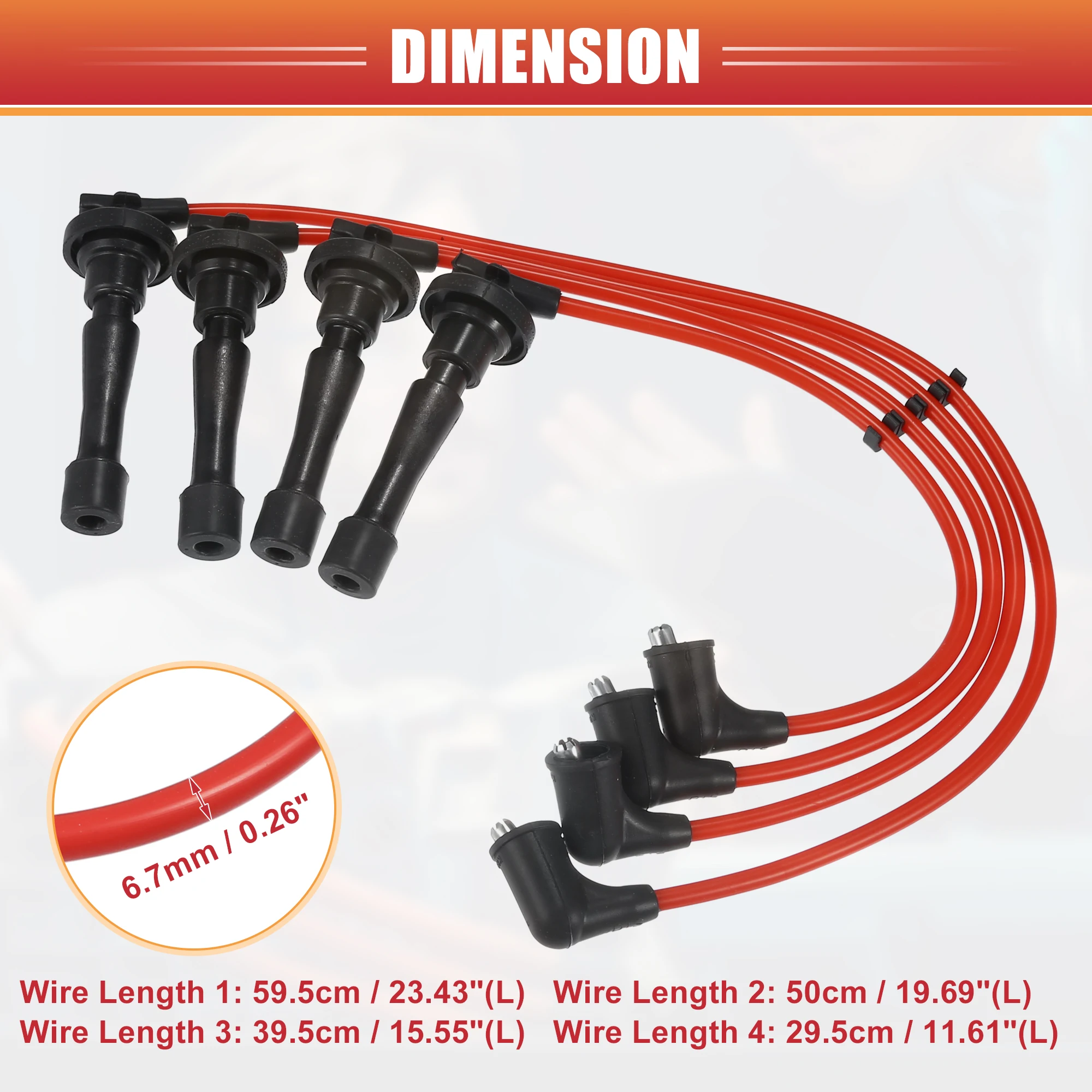 UXCELL Car Spark Plug Coil Wires Ignition Coil Harness Cable 6.7mm Fit for Honda CR-V 1997-2001 No.32700PHK003-Pack of 4