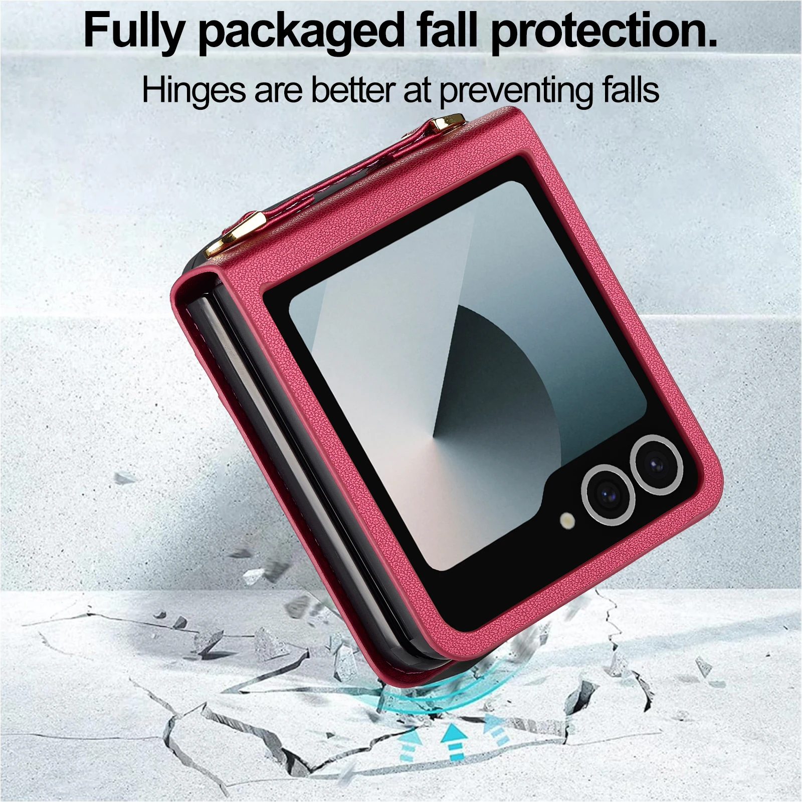 Luxuriöse Leder-Handyhülle für Samsung Galaxy Z Flip 7, FE 6, 5, 4, 3, weiche, schlanke Riemenhalterung, modische Damen-Abdeckung – Detail 6