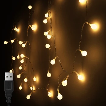 Palline a corda Lucine USB per esterni Luci a festone multicolori Luci per esterni impermeabili 10m 5V Illuminazione per ambienti Decorazione della stanza 1