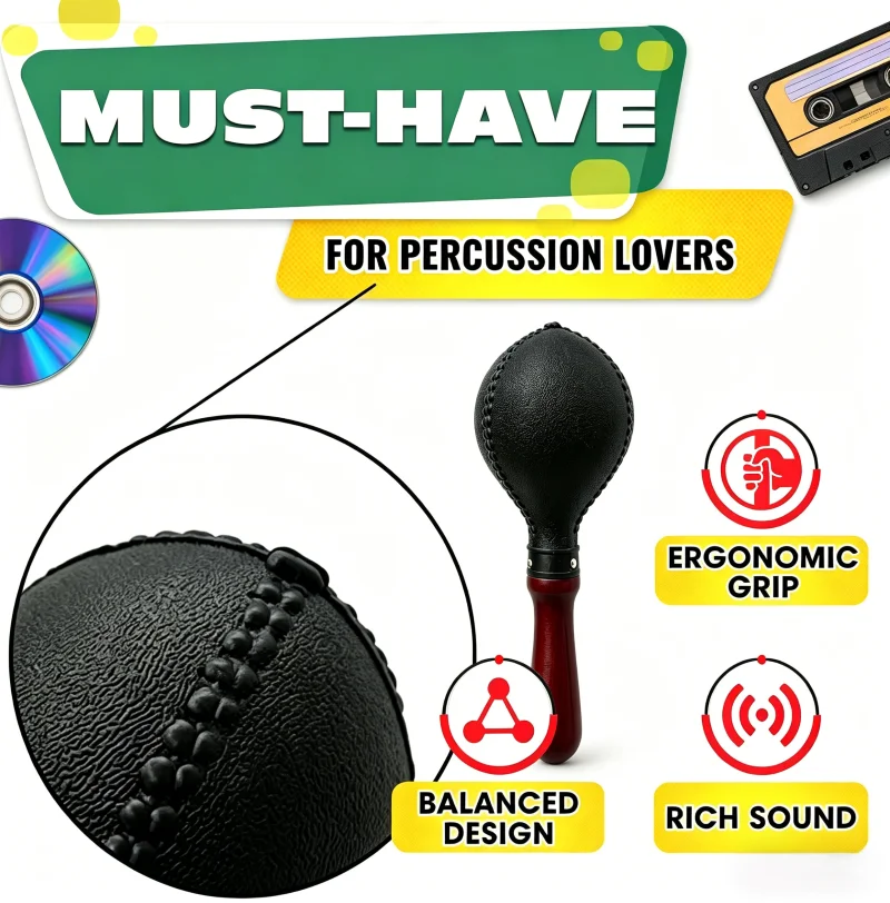 Professional Maracas Pair with ABS Shell and Wooden Handles for Live Performances and Parties