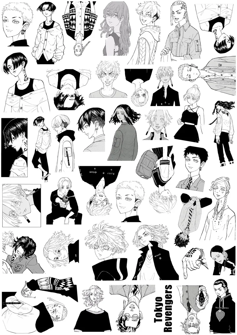 40pcs Black And White Comic Hand Account Stickers Girl Phone Case Photo Album DIY Decoration Material Package Book Diy