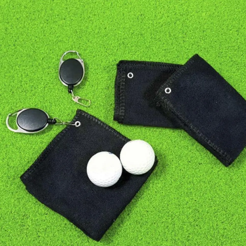 Square Golf Ball Cleaning Towel With Retractable Keychain Cotton