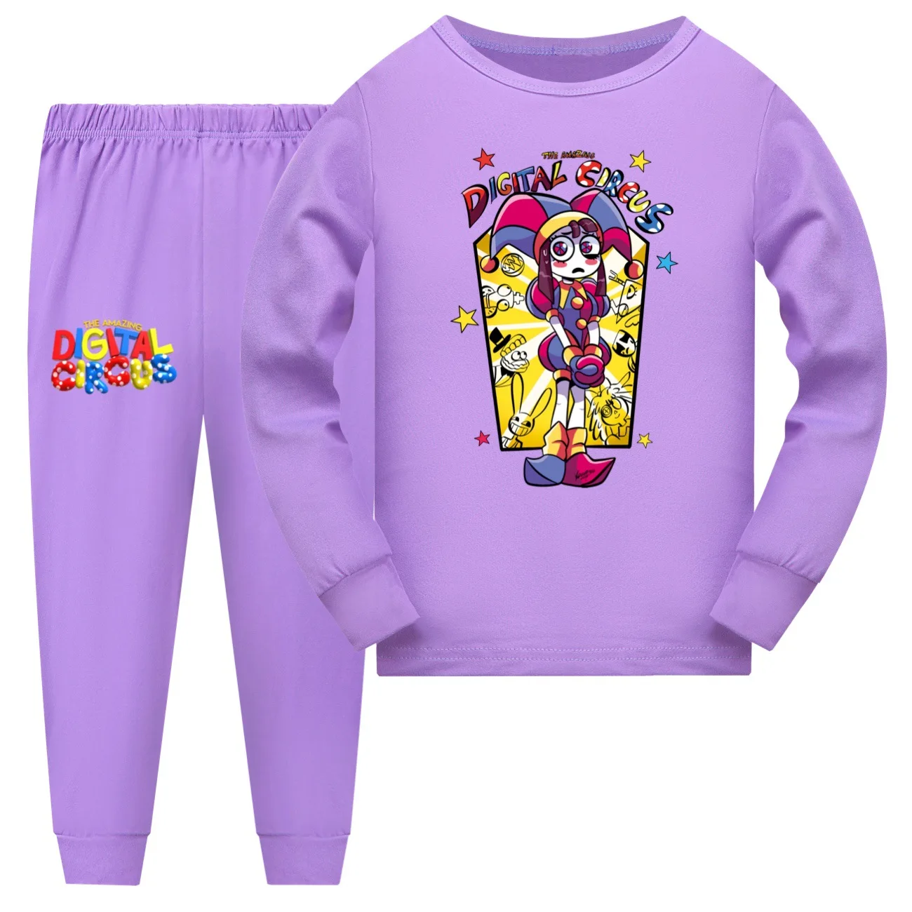 The Amazing Digital Circus Merch Clothes Kids Pomni Jax Pyjamas Girls Long Sleeve T Shirt Pants 2pcs Sets Boys Casual Sleepwear