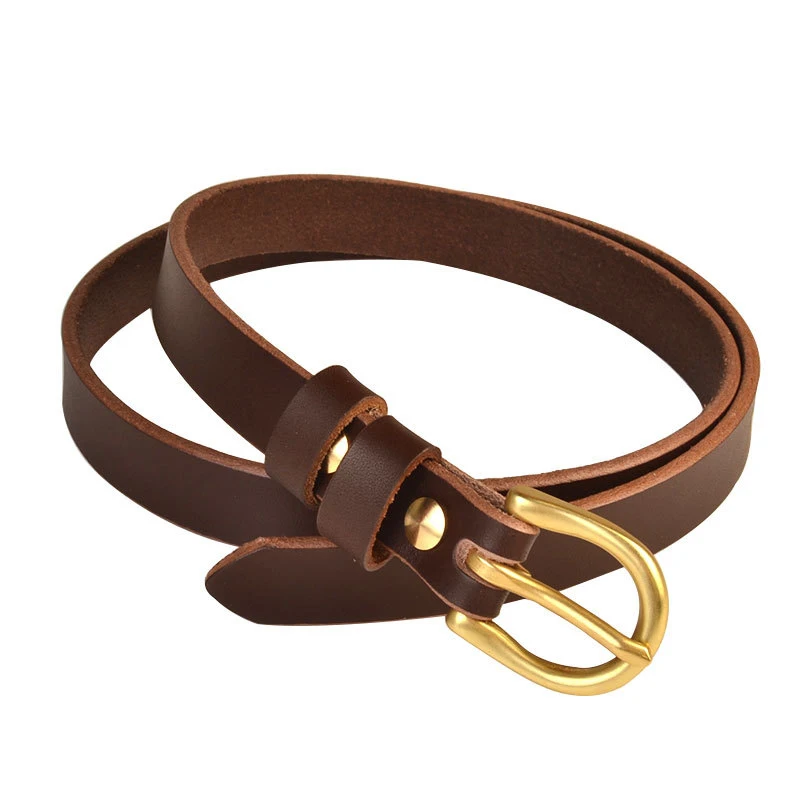 1.9 Cm Vegetable Tanned Cowhide Leather Women Belt