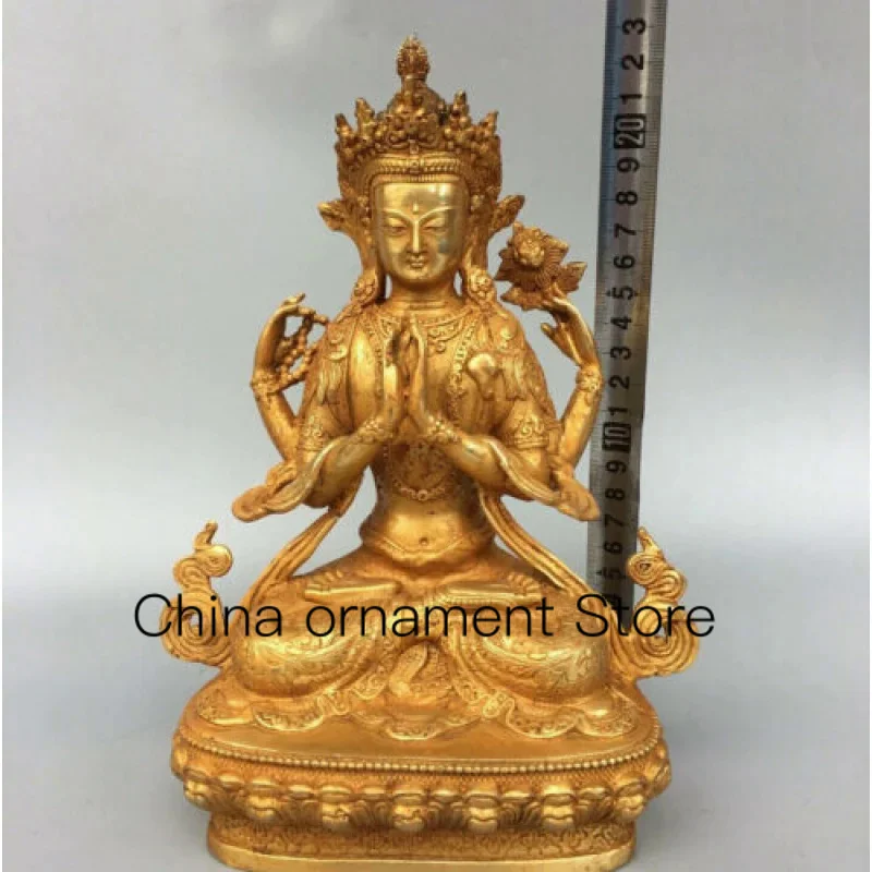 

Handmade Tibetan Avalokiteshvara Chenrezig Buddha Statue Guanyin Buddhism