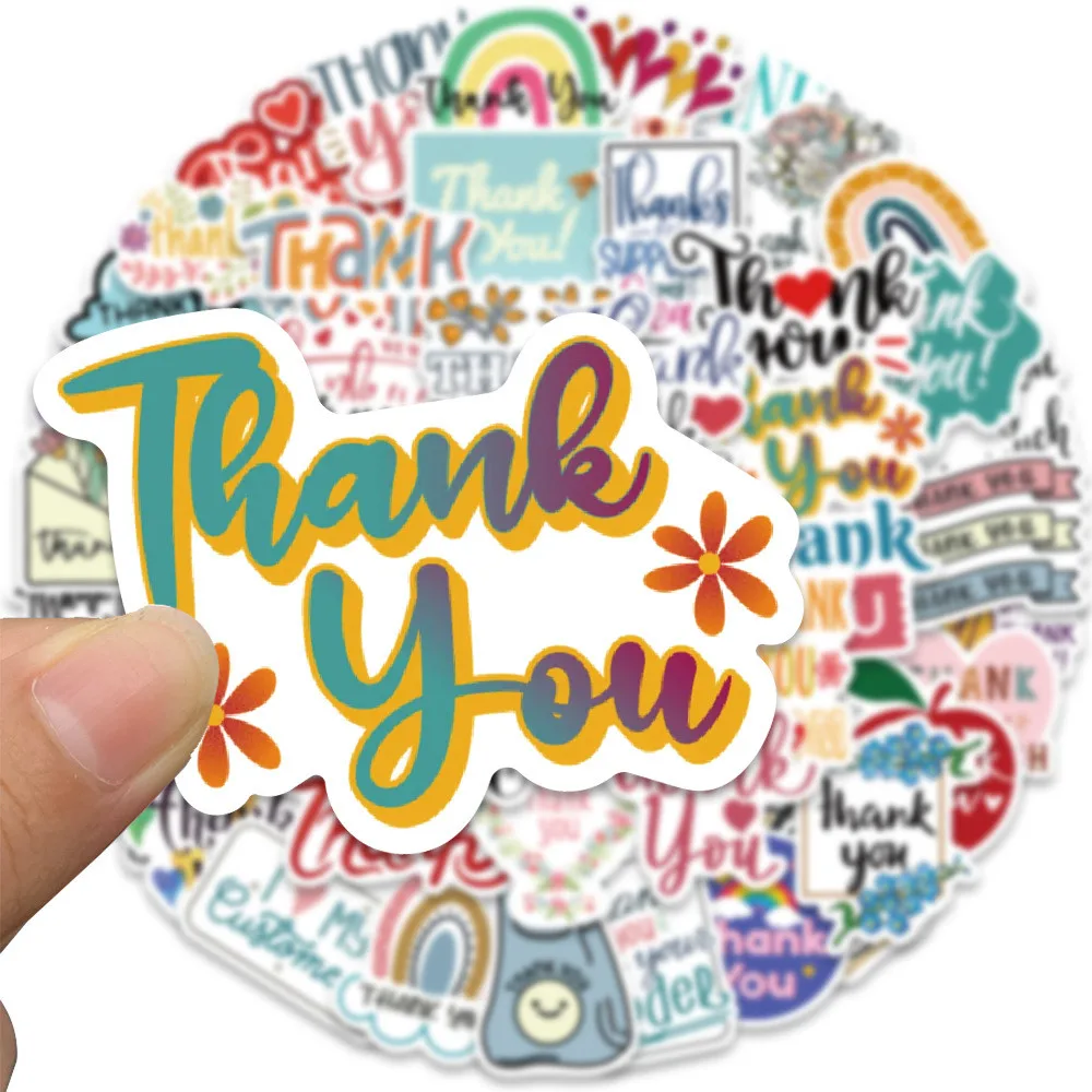 50pcs Inspirational "Thank You" Stickers for Luggage Laptops Decorating Waterproof Stickers