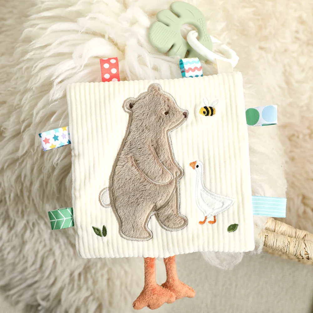 Weiche Babybücher 3D Touch & Feel Hochkontrast-Stoffbuch Sensorisches Frühlernspielzeug für Kinderwagen Tierbuch mit Silikon-Beißring – Detail 19