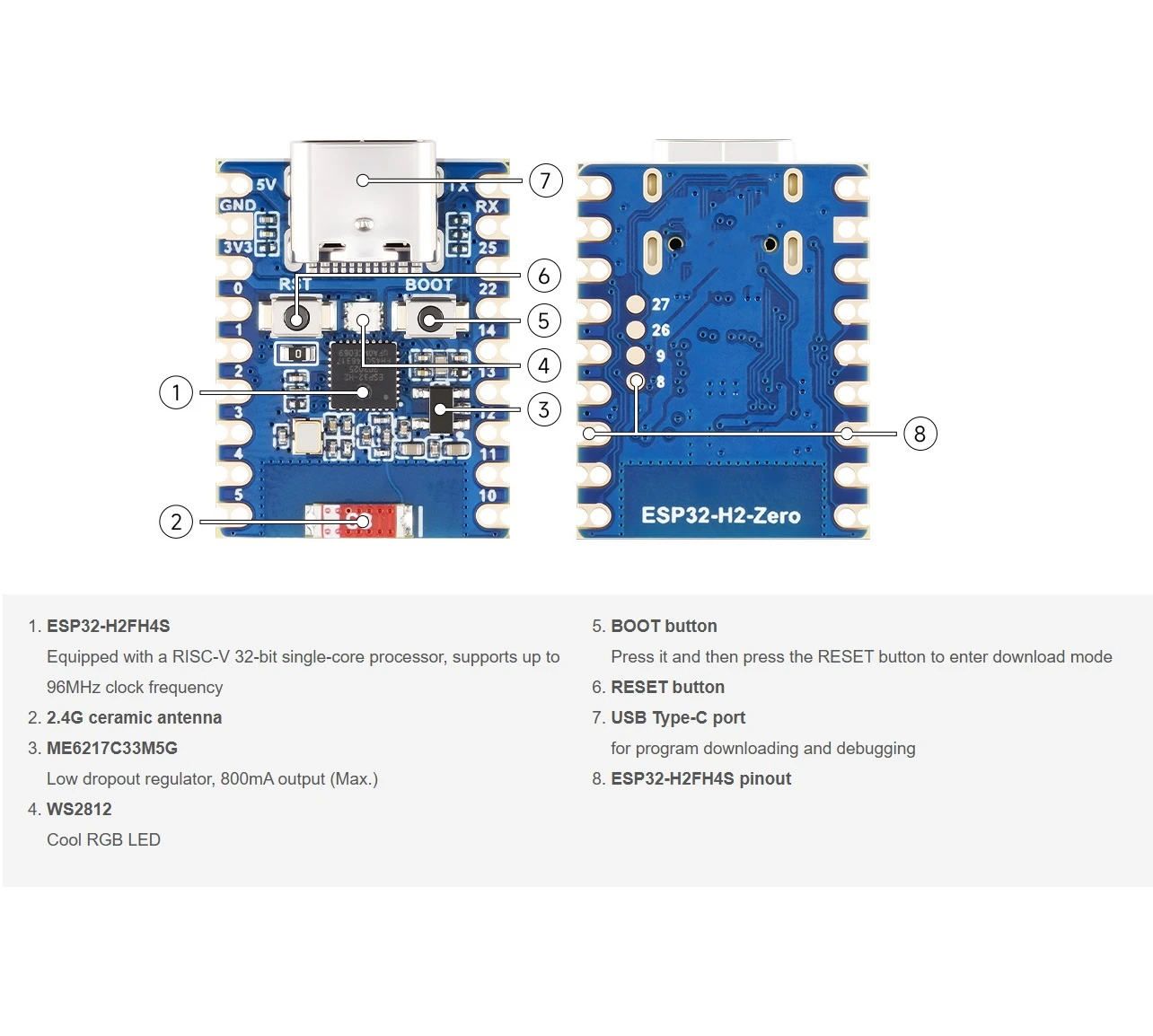 รูปสินค้า บอร์ดพัฒนา ESP32-H2 ไร้สายครบจบในตัว