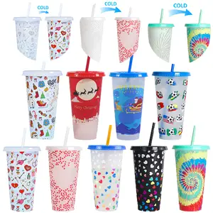 Meoky Color Changing Cups with Lids and Straws - 5 Pack 24 oz Plastic  Tumblers with Lids and Straws Bulk, Reusable Cups with Lid - AliExpress