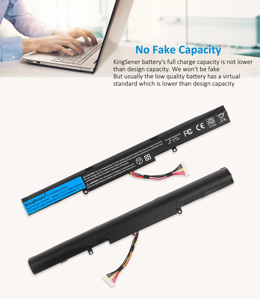 CRLYLC A41N1611 Batterie pour ASUS Rog Strix GL553VD GL553VE GL553VW GL753V GL753VD GL753VE G553VD G553VE FX53VD FX53VE FX53VW FX553VD FX553VE FX753VD ZX53V ZX53VW ZX553VD PX553VD PX753VD