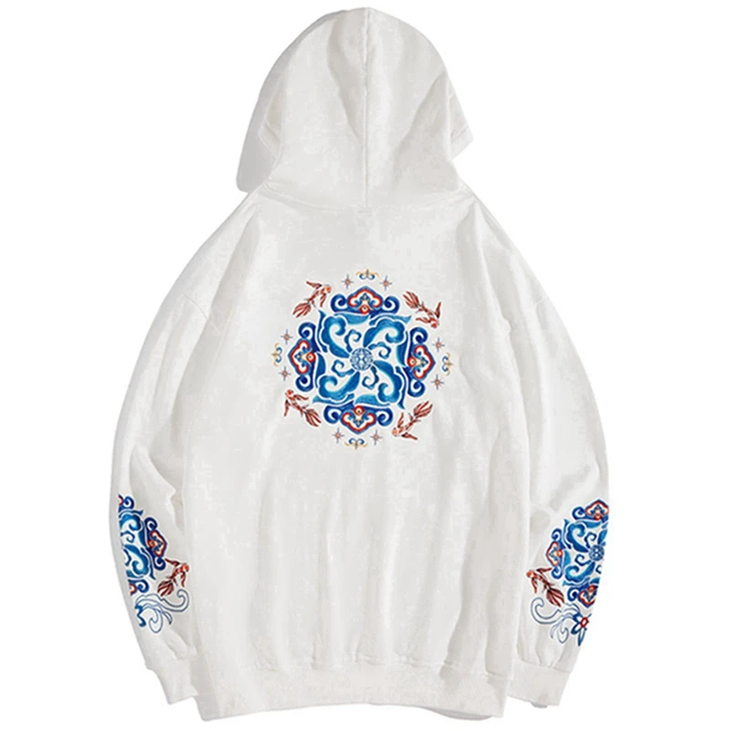 Lyprerazy Autumn Winter Chinese Style Embroidery Hoodies Men