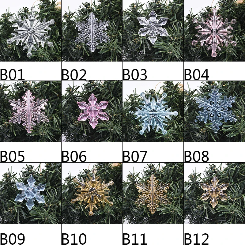 Christmas Decorations 10pcs Christmas Snowflake Decoration Clear Pink Blue Crystal Acrylic Snowflake Ornaments Christmas Party Tree DIY Hanging Decor