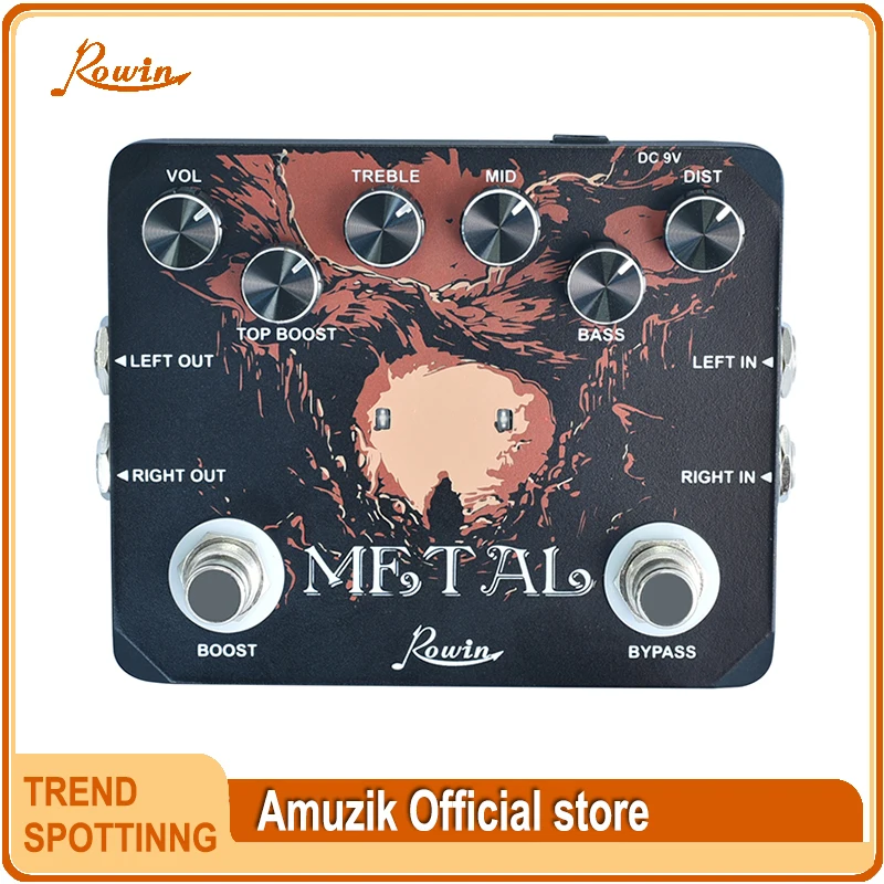 

Rowin LTL-03 Heavy Metal Guitar Effect Pedal With 80s & 90s Metal Sounds Ture Bypass & Earphone Useable Output