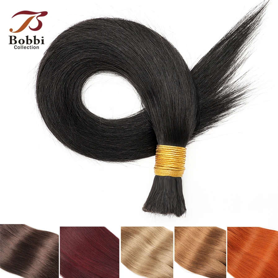 100% Human Hair Bulk for Braiding Straight Natural Hair Black Brown 99j Burgundy #27 Blonde #30 Ginger Orange Hair Bobbi