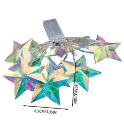 Iridescent 3D Prism Star LED Fairy String Lights, Battery - Powered Decorative Lights - 1PC 1.5M10LED (Dotted line)