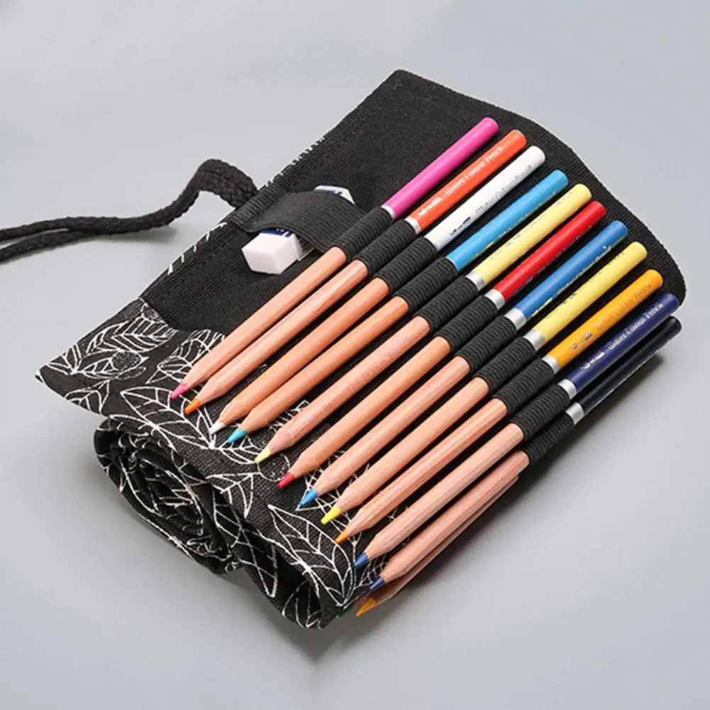 Canvas Pencilcase Box Stationery  Pencil Case Roll School Girls - 1pc 12  Holes Roll - Aliexpress