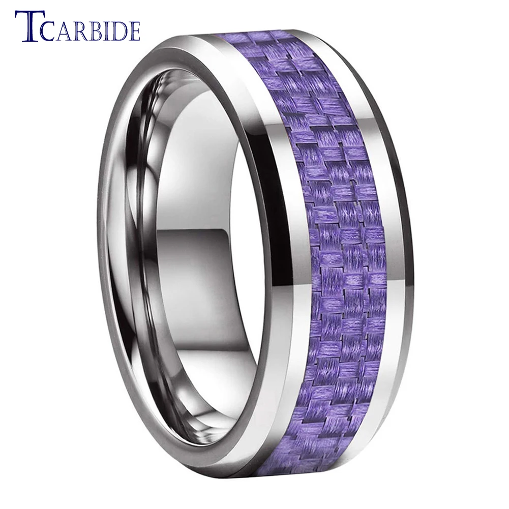Dropshipping 8MM Tungsten Carbide Ring Classic Wedding Band For Men And Women With Carbon Fiber Inlay High Quality Comfort Fit