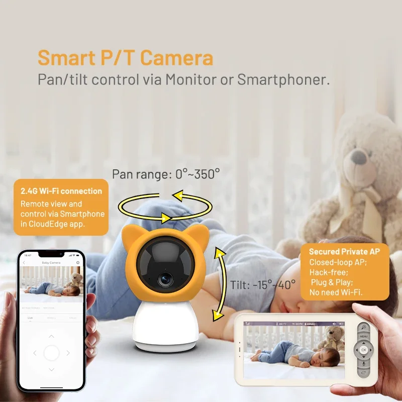 5-inch High Quality Baby Monitor New Design Two-ways Talking Voice Intercom APP Remote Infants Kids Sleeping Monitors