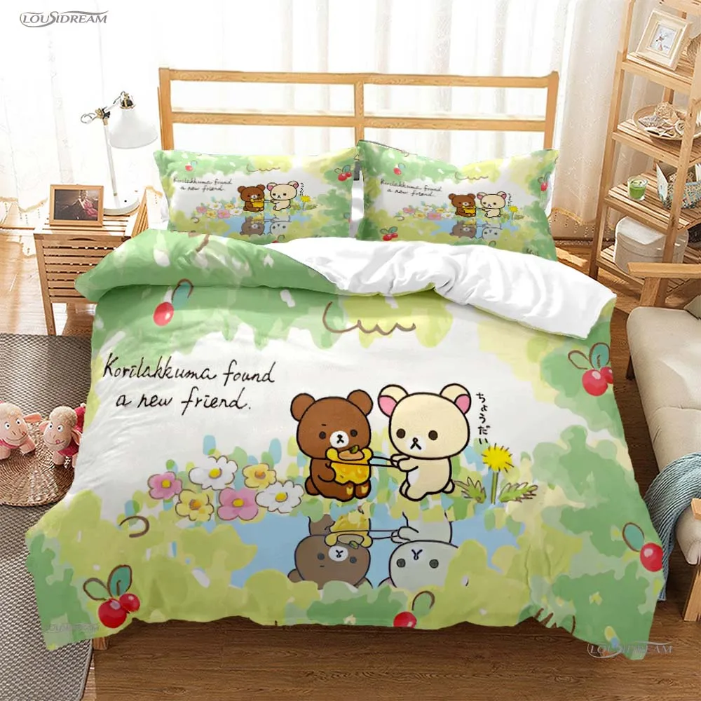 CartoonRilakkumaBearAnimeAllSeasonDuvetCoverkawaiiBeddingset