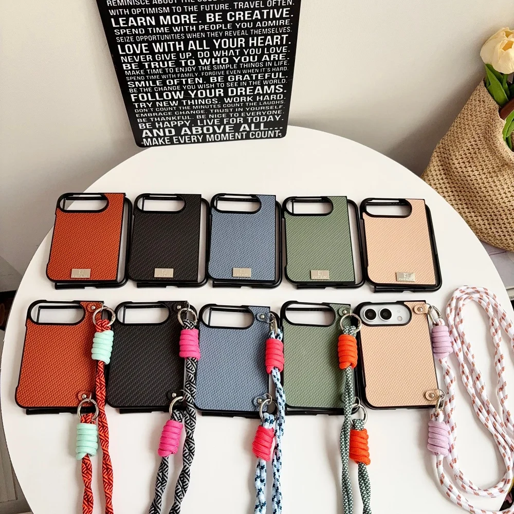 Elegant Woven PU Leather Crossbody Phone Case with Anti-Loss Protection