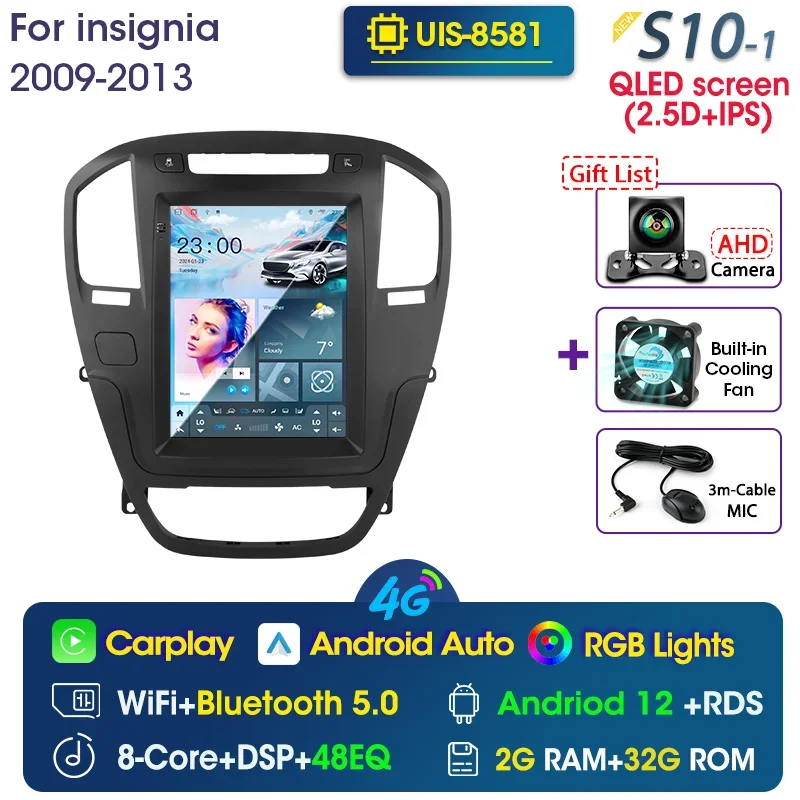 Srnubi 9.7 cali Android Carplay Auto Radio Samochodowe 2Din Dla Opel Insignia Buick Regal 2009-2013 Odtwarzacz Multimedialny Stereo Jednostka Główna