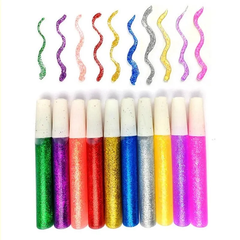 Colored Drawing Glitter Powder Adhesive DIY Paper Flower Crafts Child Paint Pigment Art Super Liquid Glue Pen Student Stationery