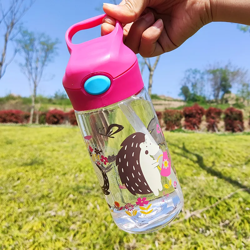 450ml Kids Water Bottle With Straw BPA Free Children Drinking Kettle Healthy Plastic Portable