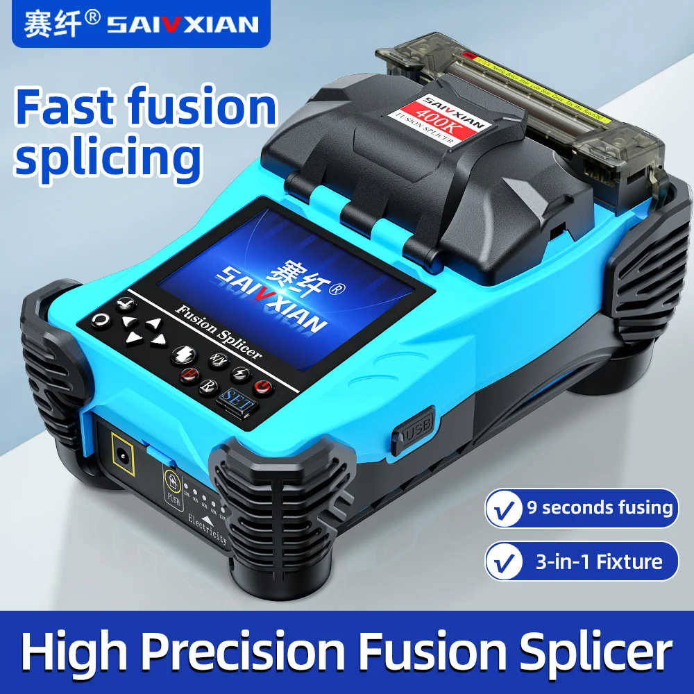 SAIVXIAN new A-87S FTTH fiber optic fusion splicer Full set hot melt machine optical fiber viewer Tool kit optical fiber welder