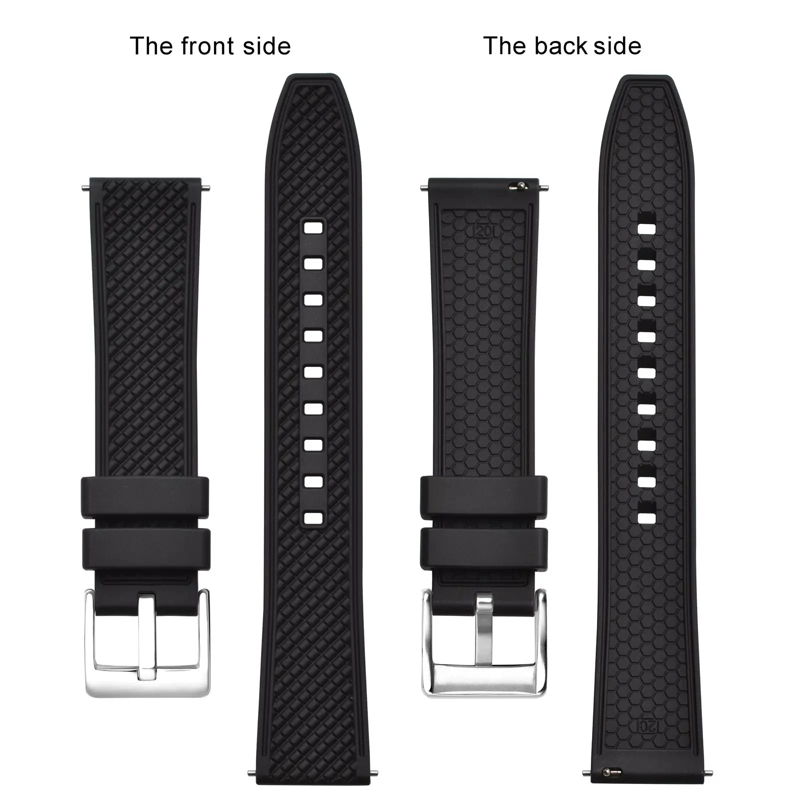 BISONSTRAP High Performance Fluororubber Watch Strap 18mm 20mm 22mm Rubber Quick Release Strap for Men Women Sports Watchband