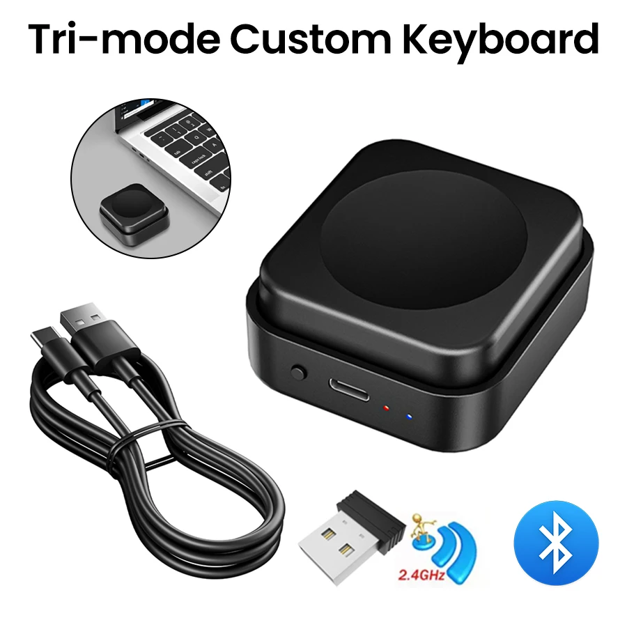 Universal Tri-Mode Office & Gaming Keyboard with Custom Shortcut Keys and Volume Control